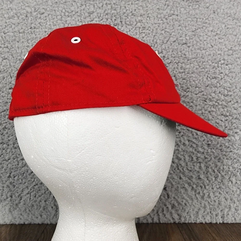 Vintage‎ Junior Leaguer Kids Red Baseball Cap Hat Size 2/4 Cotton Elastic Back